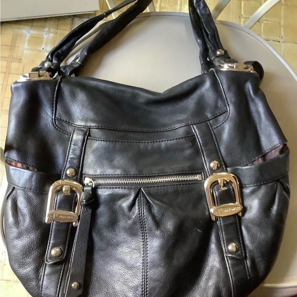 Black b.Makowsky Leather Bag with Silver hardware Excellent Condition Moto bag - Picture 6 of 12